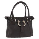 BVLGARI Leoni Tote Bag Leather Dark Brown Gold Auth 184934A-1