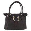 BVLGARI Leoni Tote Bag Leather Dark Brown Gold Auth 184934A-2