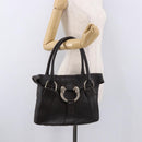 BVLGARI Leoni Tote Bag Leather Dark Brown Gold Auth 184934A-23