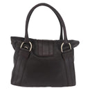 BVLGARI Leoni Tote Bag Leather Dark Brown Gold Auth 184934A-3