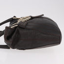 BVLGARI Leoni Tote Bag Leather Dark Brown Gold Auth 184934A-5