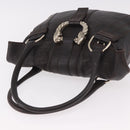 BVLGARI Leoni Tote Bag Leather Dark Brown Gold Auth 184934A-6