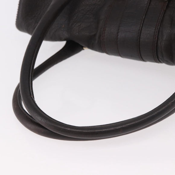 BVLGARI Leoni Tote Bag Leather Dark Brown Gold Auth 184934A