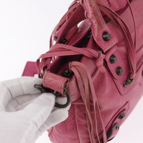 BALENCIAGA The First Hand Bag Leather 2way Pink 103208 Auth 184935SM