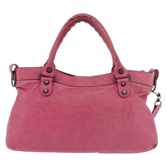 BALENCIAGA The First Hand Bag Leather 2way Pink 103208 Auth 184935SM