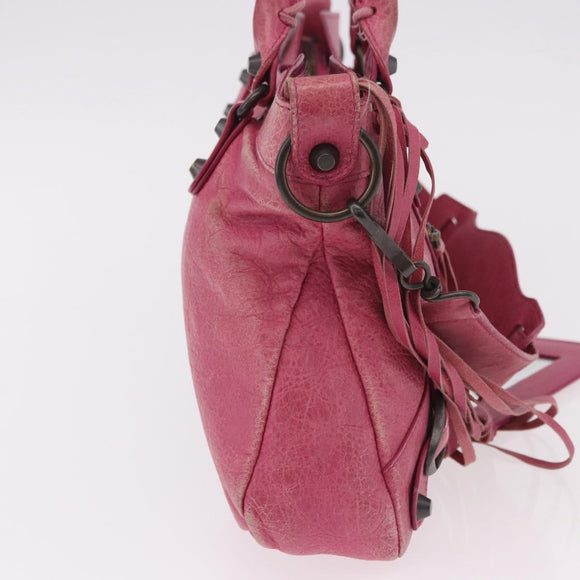 BALENCIAGA The First Hand Bag Leather 2way Pink 103208 Auth 184935SM