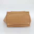 PRADA Hand Bag Leather 2way Beige Gold Auth 184937V-5