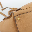 PRADA Hand Bag Leather 2way Beige Gold Auth 184937V-16