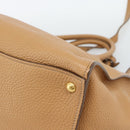 PRADA Hand Bag Leather 2way Beige Gold Auth 184937V-17