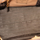 PRADA Hand Bag Leather 2way Beige Gold Auth 184937V-10