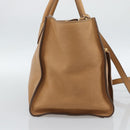 PRADA Hand Bag Leather 2way Beige Gold Auth 184937V-3