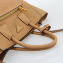 PRADA Hand Bag Leather 2way Beige Gold Auth 184937V-7