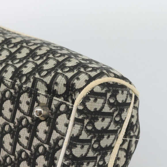 Christian Dior Trotter Canvas Boston Bag PVC Black Silver Auth 184938