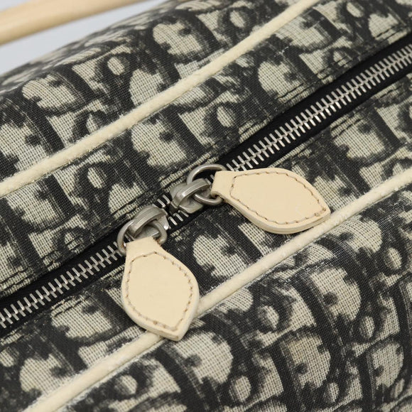 Christian Dior Trotter Canvas Boston Bag PVC Black Silver Auth 184938