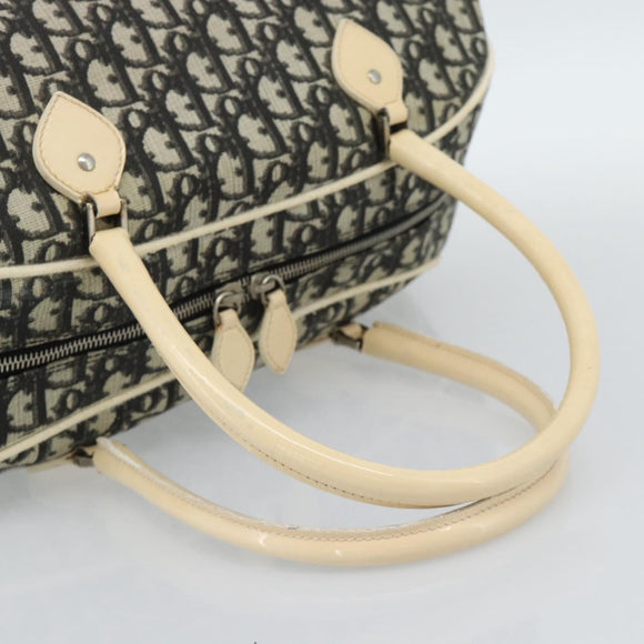Christian Dior Trotter Canvas Boston Bag PVC Black Silver Auth 184938