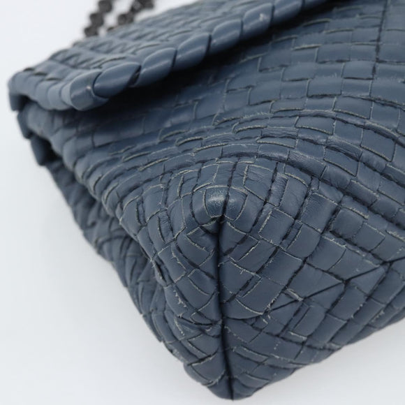 BOTTEGA VENETA INTRECCIATO Chain Shoulder Bag Leather Navy Auth 184942V
