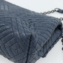 BOTTEGA VENETA INTRECCIATO Chain Shoulder Bag Leather Navy Auth 184942V-15