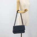BOTTEGA VENETA INTRECCIATO Chain Shoulder Bag Leather Navy Auth 184942V-23