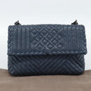 BOTTEGA VENETA INTRECCIATO Chain Shoulder Bag Leather Navy Auth 184942V-12