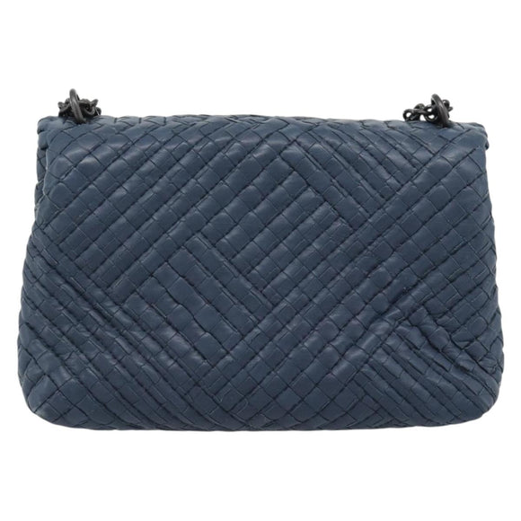 BOTTEGA VENETA INTRECCIATO Chain Shoulder Bag Leather Navy Auth 184942V
