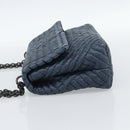 BOTTEGA VENETA INTRECCIATO Chain Shoulder Bag Leather Navy Auth 184942V-3