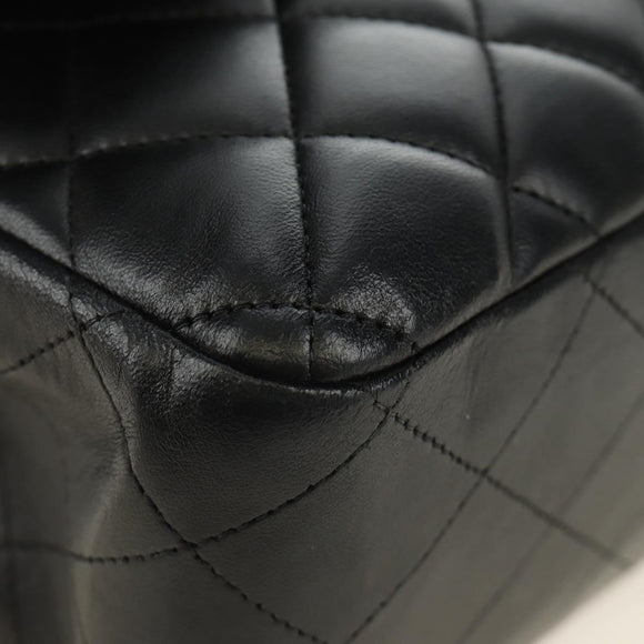 CHANEL Big Matelasse30 Chain Shoulder Bag Lamb Skin Black Gold CC Auth 184946SAV