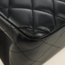 CHANEL Big Matelasse30 Chain Shoulder Bag Lamb Skin Black Gold CC Auth 184946SAV-16