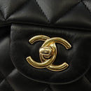 CHANEL Big Matelasse30 Chain Shoulder Bag Lamb Skin Black Gold CC Auth 184946SAV-18