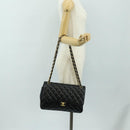 CHANEL Big Matelasse30 Chain Shoulder Bag Lamb Skin Black Gold CC Auth 184946SAV-28