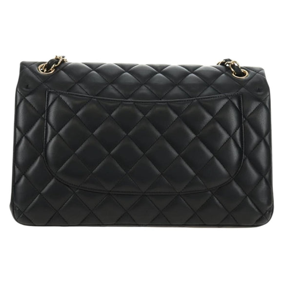 CHANEL Big Matelasse30 Chain Shoulder Bag Lamb Skin Black Gold CC Auth 184946SAV