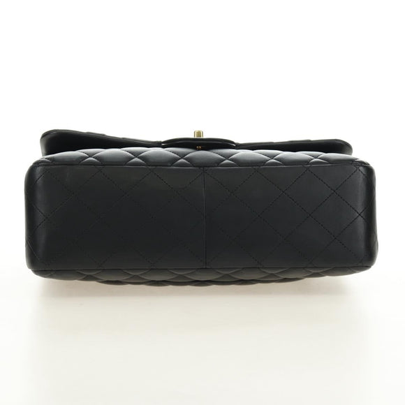 CHANEL Big Matelasse30 Chain Shoulder Bag Lamb Skin Black Gold CC Auth 184946SAV