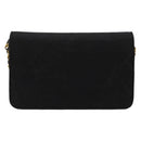 CHANEL Matelasse Chain Shoulder Bag Cotton Black Gold CC Auth 184947-3