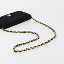 CHANEL Matelasse Chain Shoulder Bag Cotton Black Gold CC Auth 184947-7