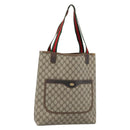 GUCCI GG Supreme Web Sherry Line Tote Bag PVC Beige Gold Auth 184959-1