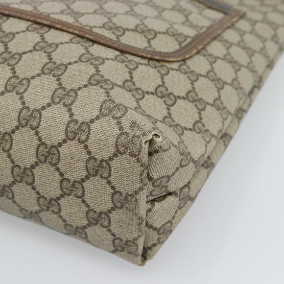 GUCCI GG Supreme Web Sherry Line Tote Bag PVC Beige Gold Auth 184959