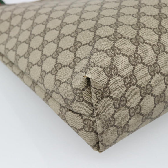 GUCCI GG Supreme Web Sherry Line Tote Bag PVC Beige Gold Auth 184959