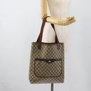 GUCCI GG Supreme Web Sherry Line Tote Bag PVC Beige Gold Auth 184959-19