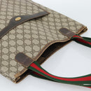 GUCCI GG Supreme Web Sherry Line Tote Bag PVC Beige Gold Auth 184959-6