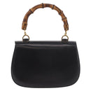 GUCCI Bamboo Hand Bag Leather Black Gold 000 01 0633 Auth 184960V-3