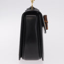 GUCCI Bamboo Hand Bag Leather Black Gold 000 01 0633 Auth 184960V-5