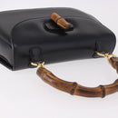 GUCCI Bamboo Hand Bag Leather Black Gold 000 01 0633 Auth 184960V-6