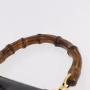 GUCCI Bamboo Hand Bag Leather Black Gold 000 01 0633 Auth 184960V-8