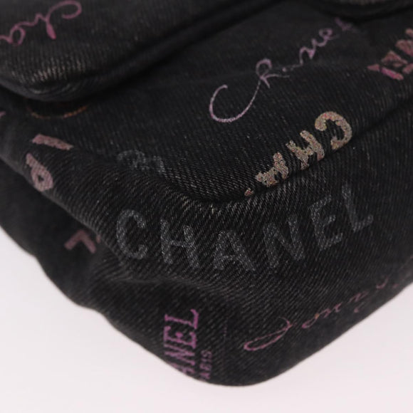CHANEL Chain Matelasse 22 Shoulder Bag Denim Black Gold CC Auth 184961SM