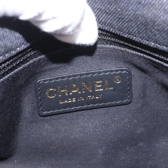CHANEL Chain Matelasse 22 Shoulder Bag Denim Black Gold CC Auth 184961SM