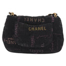 CHANEL Chain Matelasse 22 Shoulder Bag Denim Black Gold CC Auth 184961SM-3