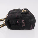 CHANEL Chain Matelasse 22 Shoulder Bag Denim Black Gold CC Auth 184961SM-5