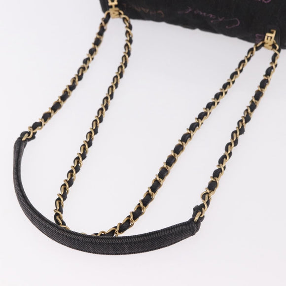 CHANEL Chain Matelasse 22 Shoulder Bag Denim Black Gold CC Auth 184961SM