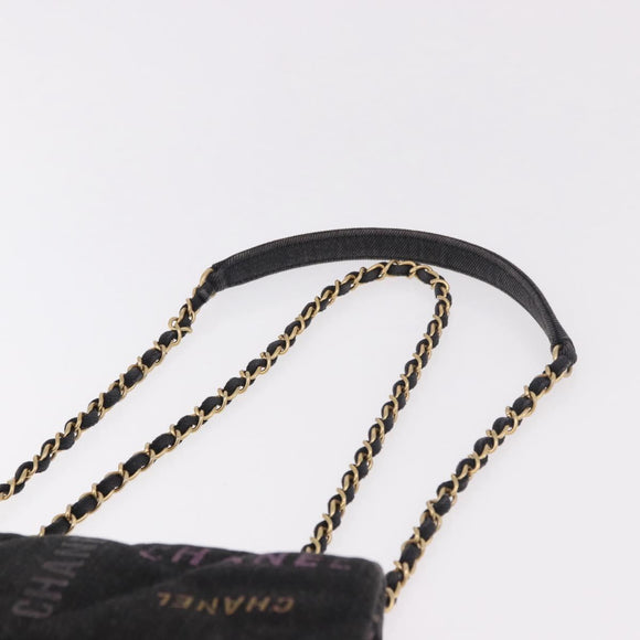 CHANEL Chain Matelasse 22 Shoulder Bag Denim Black Gold CC Auth 184961SM