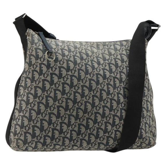 Christian Dior Trotter Canvas Shoulder Bag Navy Silver Auth 184967A