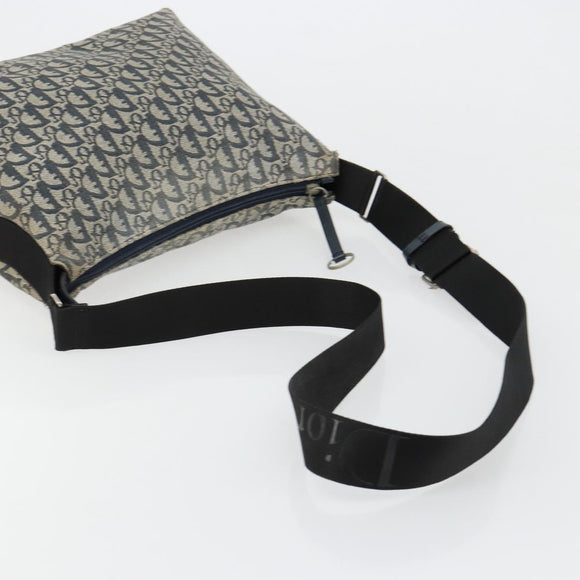 Christian Dior Trotter Canvas Shoulder Bag Navy Silver Auth 184967A